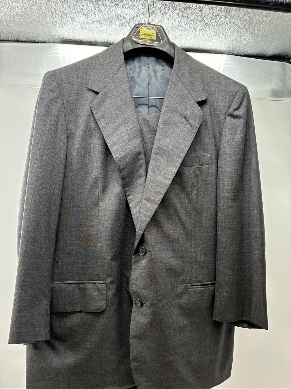Neiman Marcus Charcoal Gray Two-Button Wool Blazer